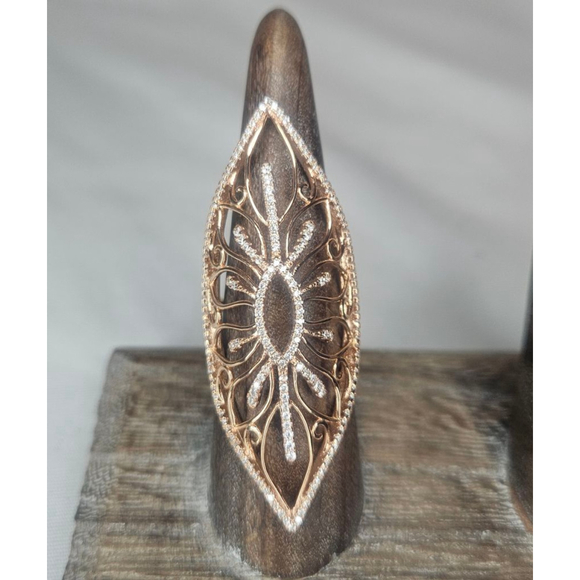 Unsigned Jewelry - 18k Gold Vermeil Over Sterling Silver Ornate Openwork Filigree Ring Sz 7 NWT